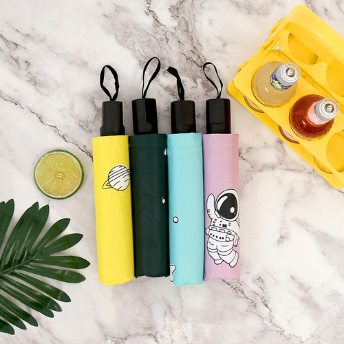 Vinyl rain or shine astronaut sunny umbrella sun protection sun umbrella for women wholesale printed logo advertising umbrella for women