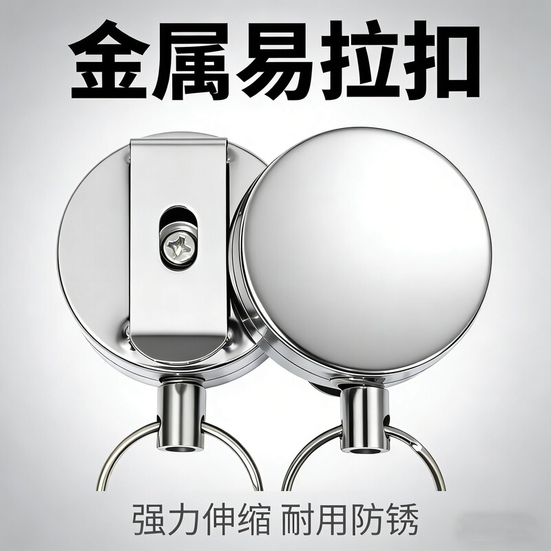 Metal Retractable Buckle, Steel Wire Retractable Buckle, 4cm Id Card Holder, Outdoor Anti-Lost Portable Keychain