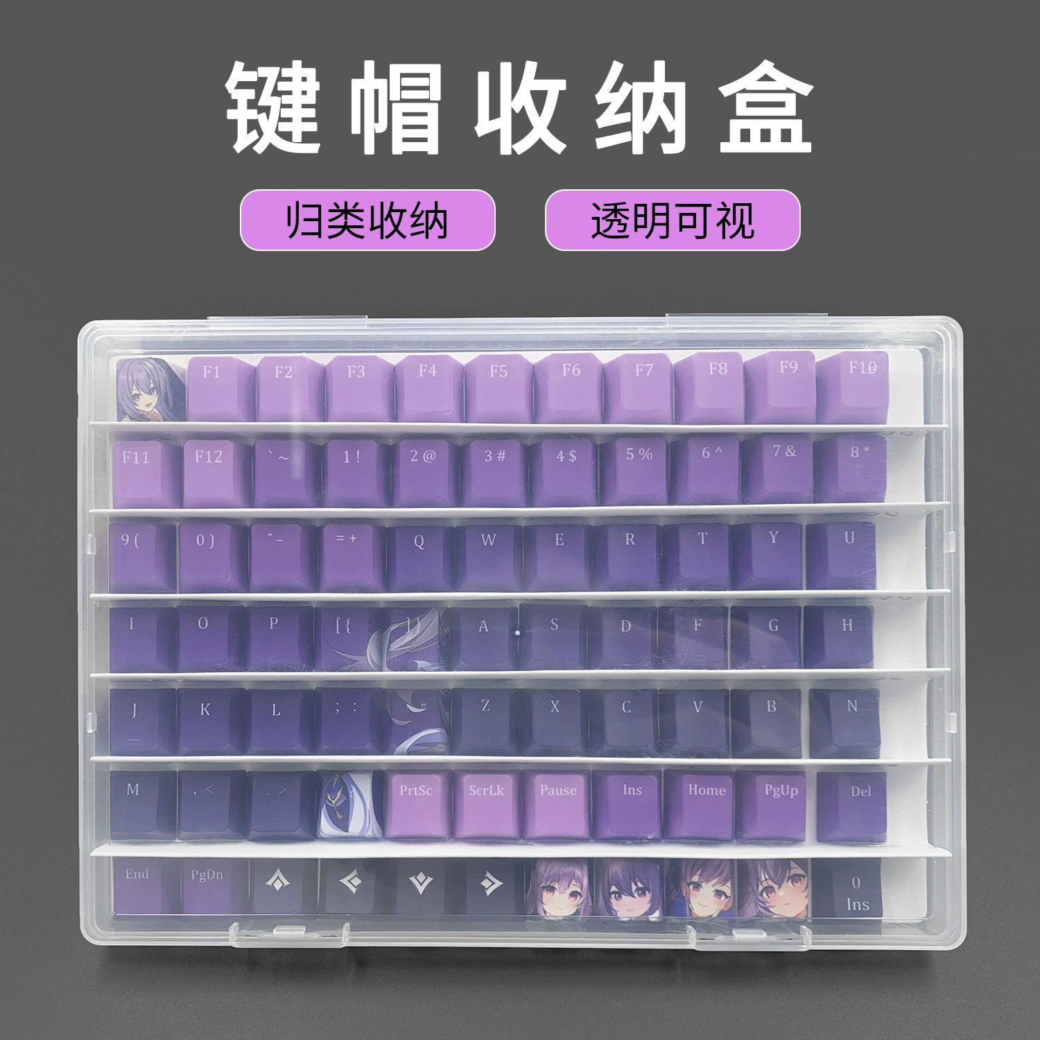 Коробка для хранения ключей Поддон для механической клавиатуры колпачок для прозрачного пылезащитного хранения с плоской пластиковой коробкой