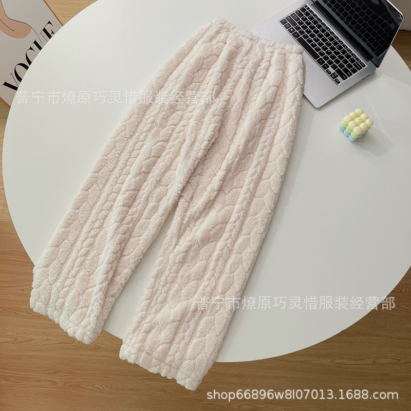 Pantalones de pijama de franela de coral de dibujos animados, pantalones de pijama de hombre, pantalones de invierno de otoño de mujer, pantalones caseros