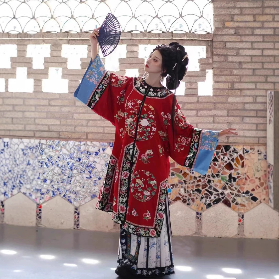 Новый китайский стиль ретро Цин Геге Одежда Красный Улучшенный Китайский Костюм