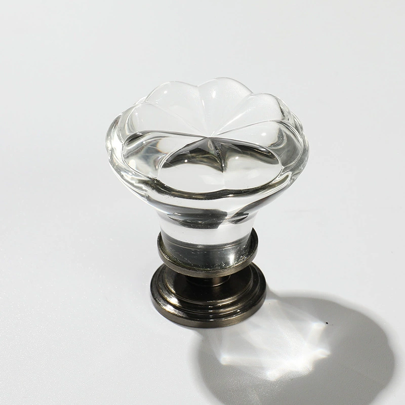 Pull handle wholesale cabinet door handle eight-petal flower American trendy light luxury transparent crystal pull handle