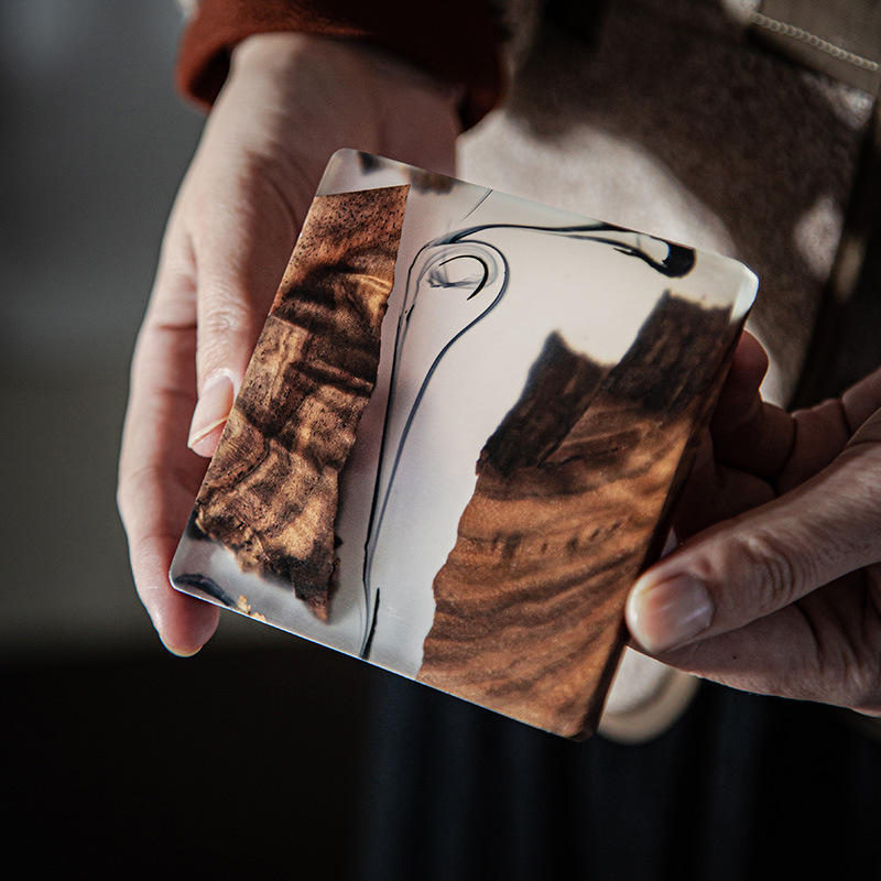 Japanese Walnut Wood Tea Coaster Resinulation Pad Simple Cup Holder Creative Gasket Tea Ceremony Spare Parts Home Cup