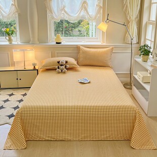 Wholesale ins single-piece solid color washed cotton sheets simple plain student dormitory single sheet three-piece set