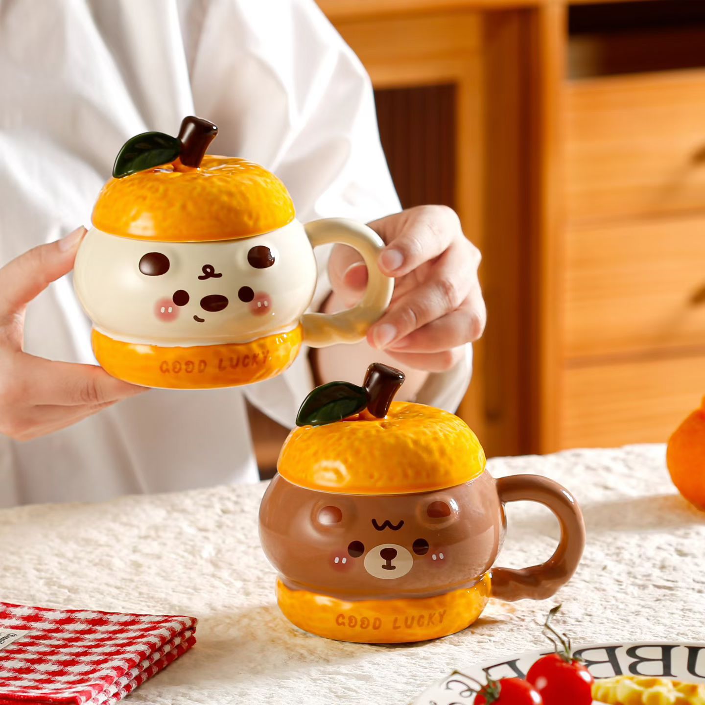 Creativo lindo dibujo animado animal de cerámica gigante taza de cerámica con tapa personalidad relieve taza de agua bebida taza de regalo