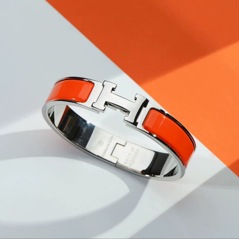 H文字フロストブラックサムライブレスレットエナメルクラシックカップルブレスレットローズゴールドワイドバージョン工場直販|undefined
