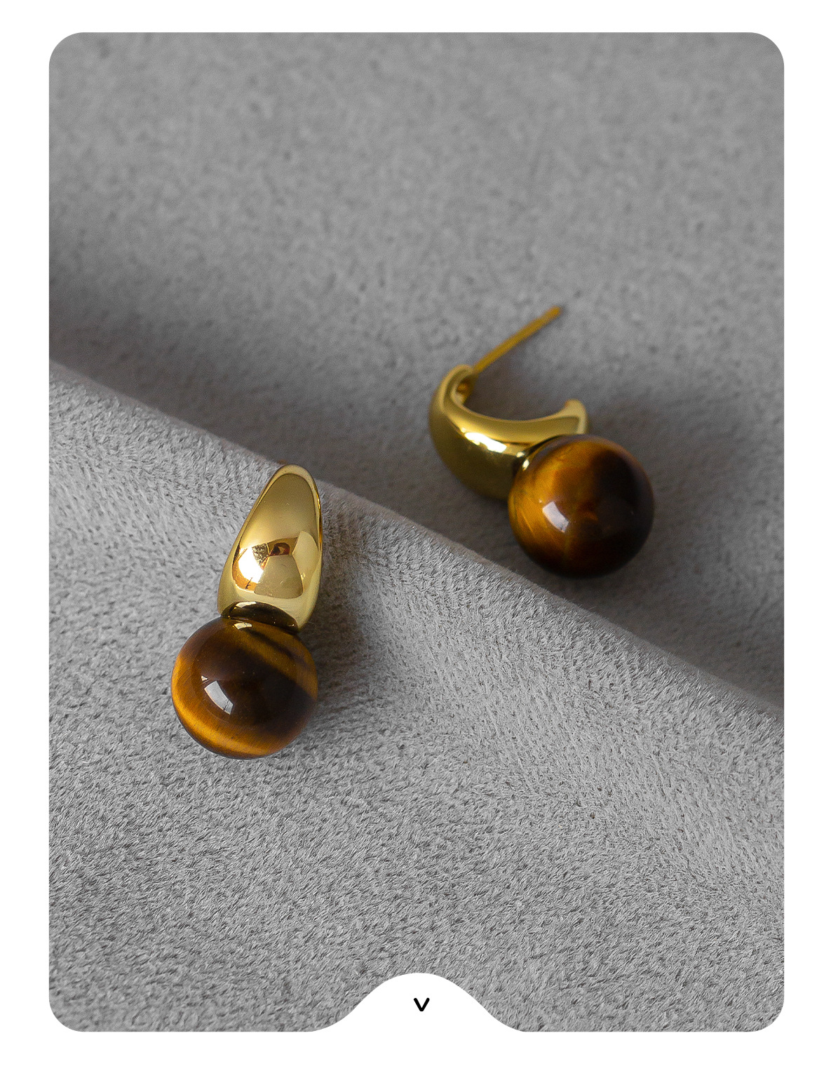 Women's Gender Plating Design 1 Pair Vintage Style Classic Style Geometric Plating Tiger Eye Brass Ear Studs