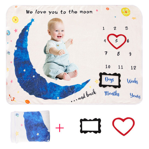 Baby Milestone Growth Memory Blanket Dual-Sided Flannel Photo Background Blanket Cover Creative Photography Prop