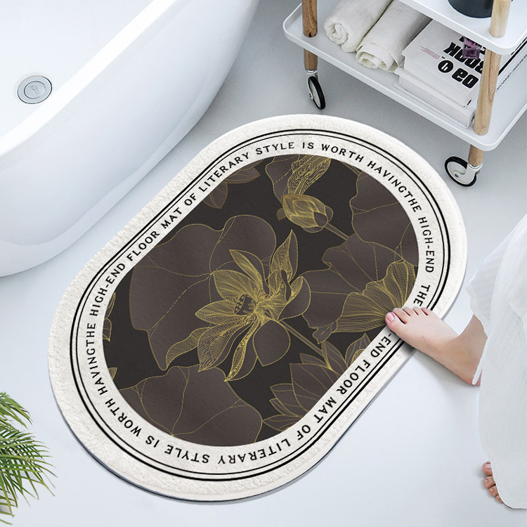 Francés retro oval barro de diatomeas estera suave baño Baño absorbente piso estera antideslizante estera del pie estera de la puerta de secado rápido