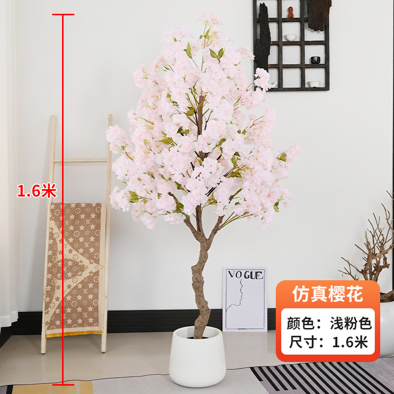 Simulación de árboles de cerezo en maceta decoración interior de ventanas de hotel paisajismo decoración de suelo diseño de boda árboles falsos flores simuladas