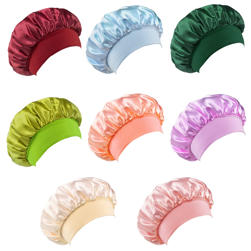 Gorro de Noche de Satén para Mujer con Borde Ancho para Dormir y Cuidado del Cabello image 4