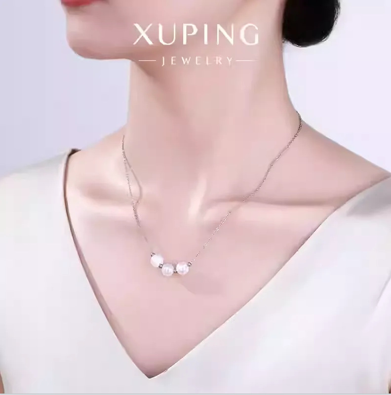 Xuping sirena de oro colorido aurora burbuja collar sonrisa redonda temperamento simple cotidiano cadena de clavícula mujer