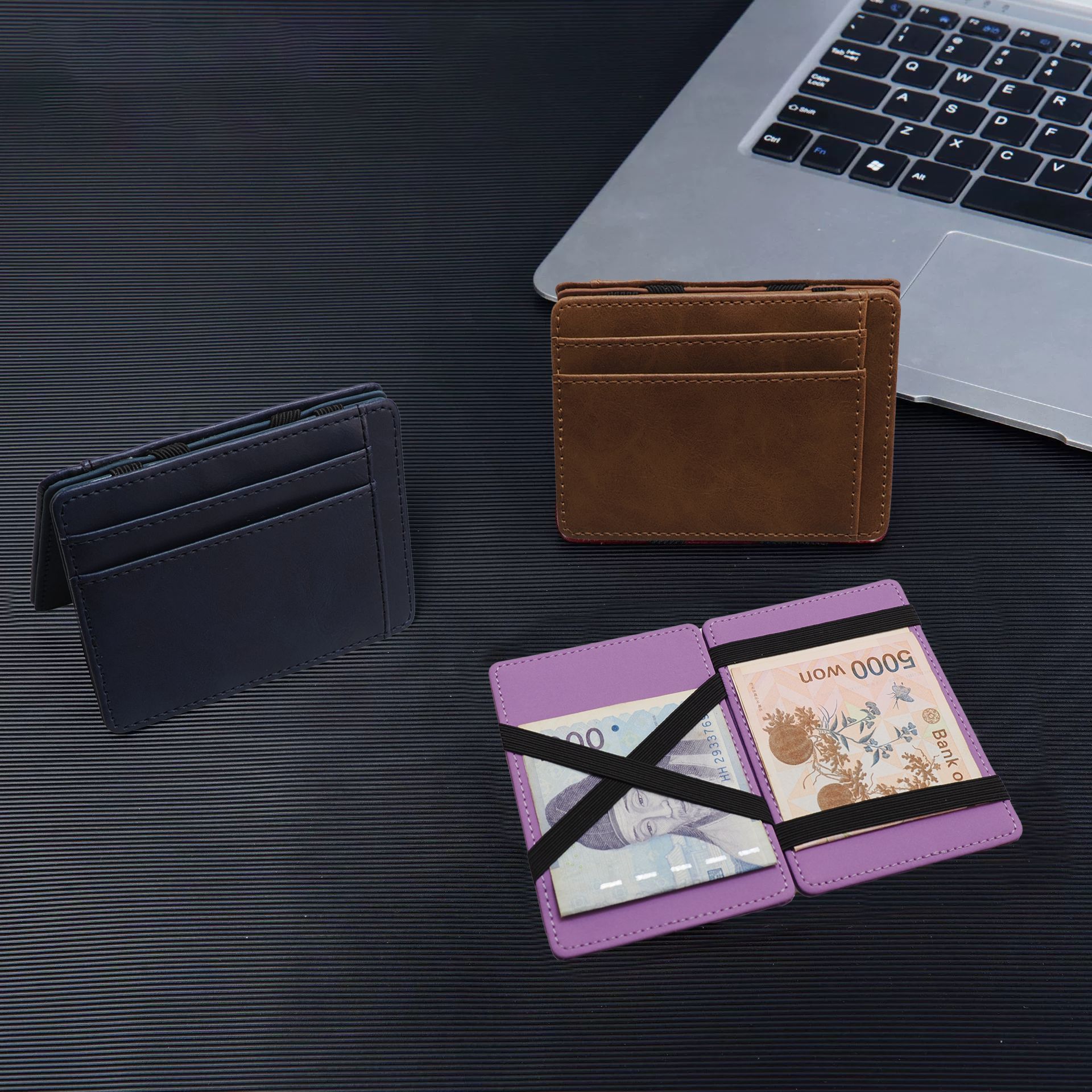 韩系高级感卡包证件包魔术钱包松紧带弹力钱夹门禁卡片包PU零钱包