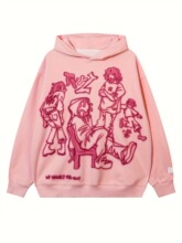 E 34751 Hoodie with Line Figure Print ����ӡ������