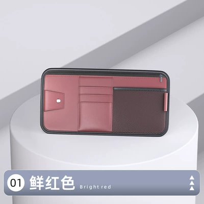 Card Driving Document Holder Car – Car Glasses Clip/Bill Clip - bright-red-one-sun-visor-storage-bag