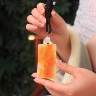 Jin Yutang Xinjiang Hetian Jade "Ping An Brand Seed Material" Seed Material Ping An Brand Pendant Sprinkling Gold Skin Rich Alcohol