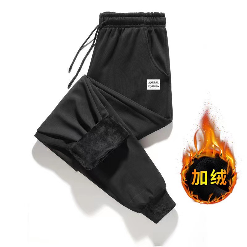 Otoño e invierno pantalones forrados de lana pantalones casuales de los hombres Pantalones deportivos de moda de los hombres pantalones cortos harén tobillo-atado pantalones de estudiante de los hombres