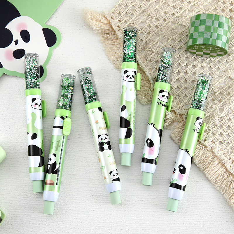 Pandas borradores de arena flotante borradores empujando y tirando borradores de arena flotante modelado creativo adorable estudiantes aprenden papelería