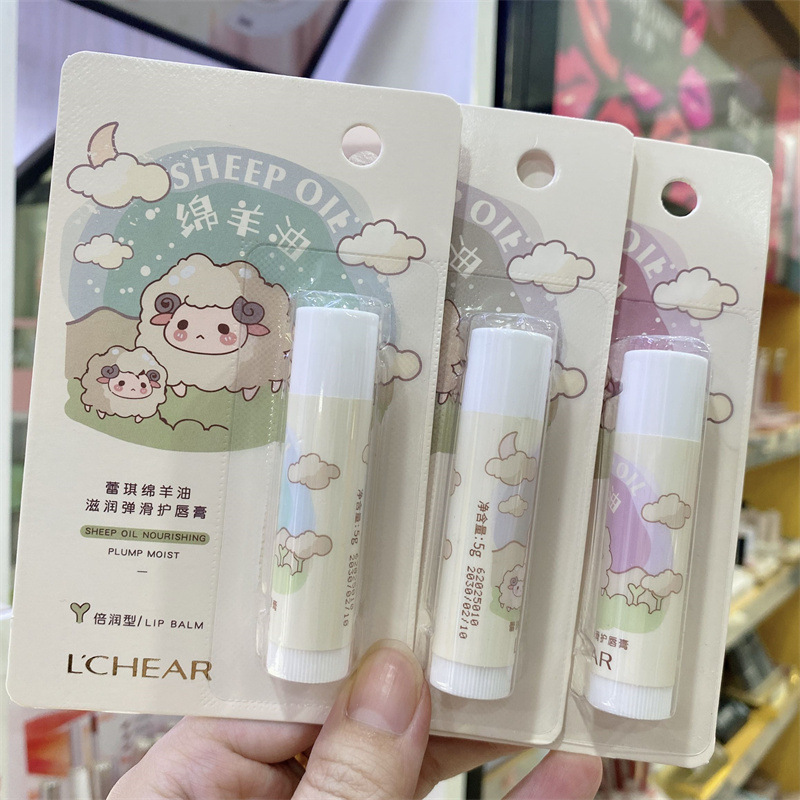Bálsamo labial incoloro Lei Qi, hidratante, diseño de dibujos animados