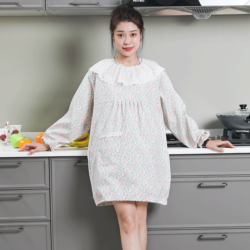 앞치마 방수 및 방오 가정용 주방 로고 인쇄 요리 앞치마 긴팔 일체형 작업 작업복