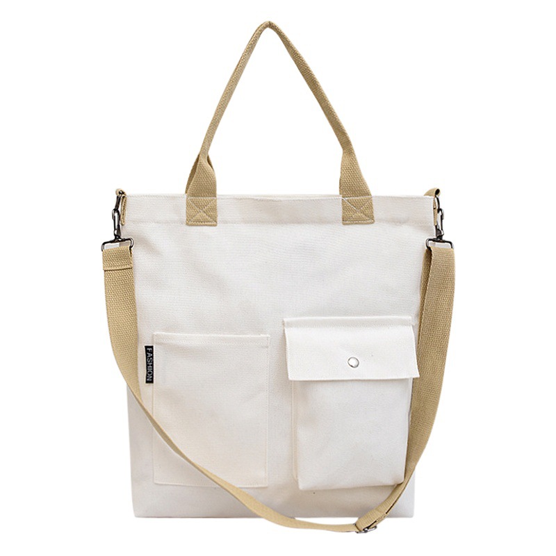 Estilo coreano estudiante bolsa de lona Portátil Bolsa de hombro de gran capacidad correa de hombro de las mujeres bolsa de mensajero desmontable bolsa de compras simple
