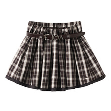 2025秋季新款女装通勤附腰带显瘦格纹A字短裙半身裙子RL71501131