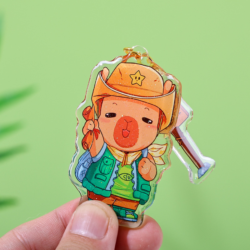 二層アクリルキーホルダー カスタム エポキシ樹脂DIYキーチェーン アクリルペンダント アニメ漫画装飾|undefined