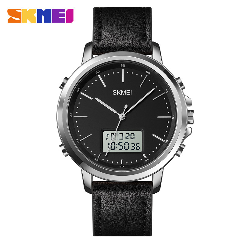 Skmei 1652 simple creativo reloj de los hombres europeos y americanos negocios trabajo doble pantalla electrónica reloj luminoso