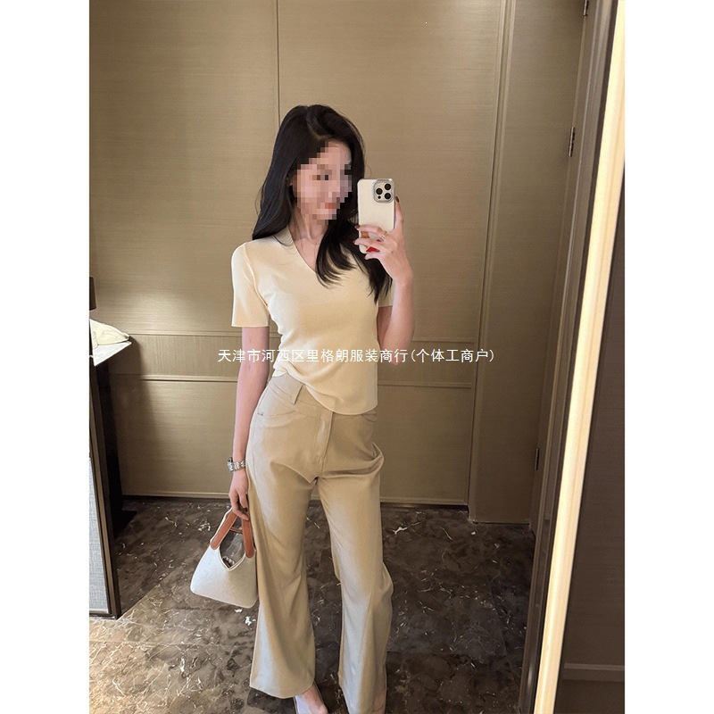 韩系高级感微喇休闲裤女2025春季新款修身显瘦高腰宽松直筒阔腿裤