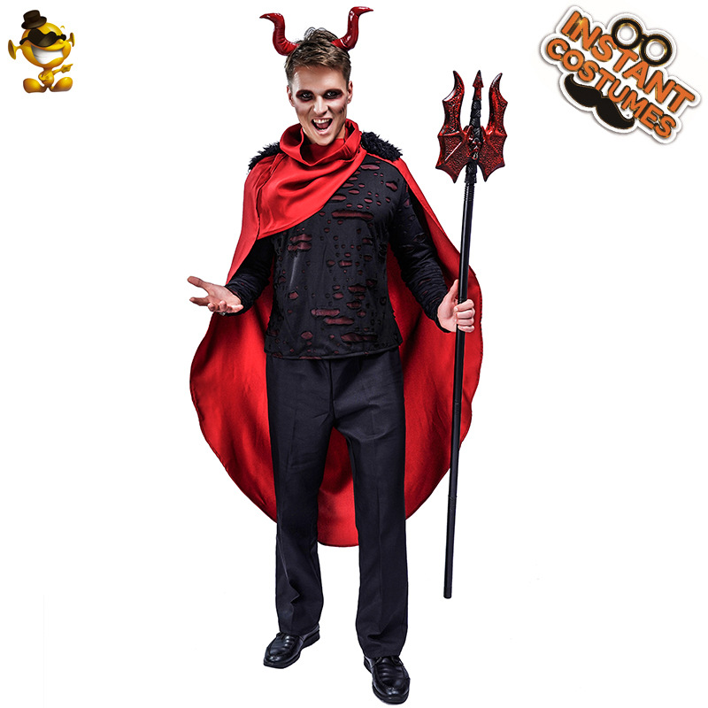 Traje de cosplay demonio de la llama de los hombres grandes traje de la muerte de los hombres adultos de Halloween image 6