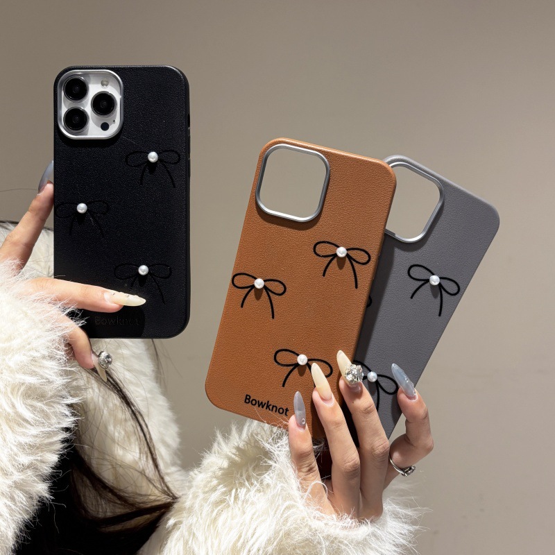 Three-Dimensional Pearl Bow Suitable for Huawei P70 Honor 100 Xiaomi 15Pro Redmi Note14 All-Inclusive Nova9