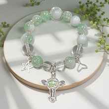 超仙蛋白森系魔法棒手链闺蜜ins女轻奢绿爆花水晶手串学生手饰礼