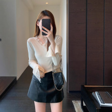 甜酷时髦 辣妹短裙高腰A字显瘦包臀皮裙半身裙女秋冬新款G101110