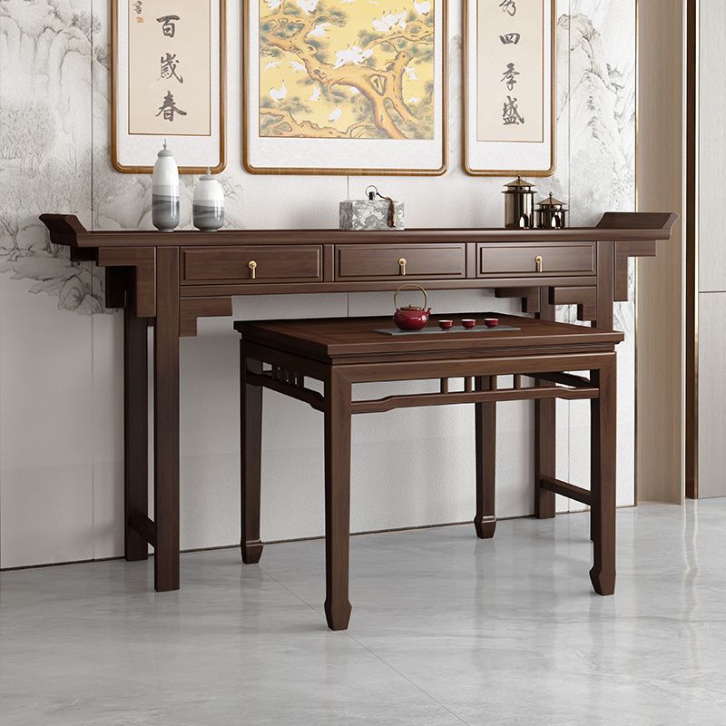 New Chinese-Style Solid Wood Six-Piece Altar Set for Home Use, Offering Table, Rural Altar, Eight Immortals Table, Shrine Table
