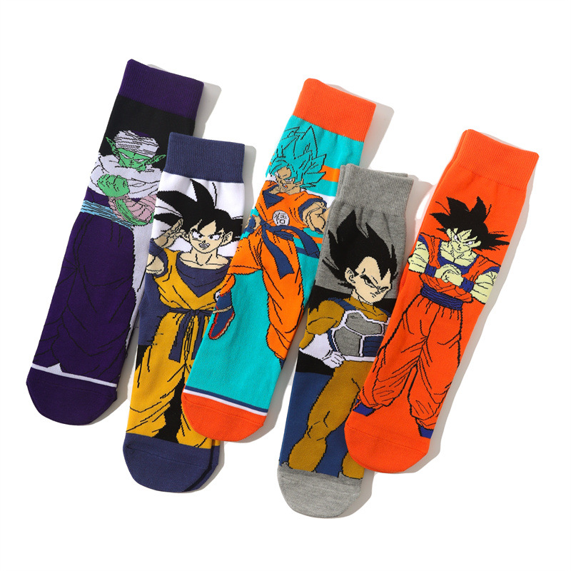 Dragon Ball Cotton Tide Socks European And American Mid-tube Cotton Socks Monkey King Vegeta Anime Socks Anime Cross-border Skateboard Socks