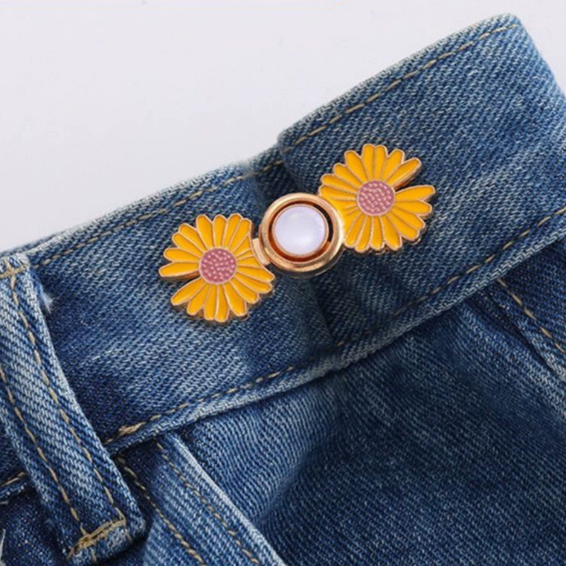 Nail-Free Removable Waist Buckle Pair, Flat-Bottom Seamless Buttons for Pants & Skirts, Assorted Designs