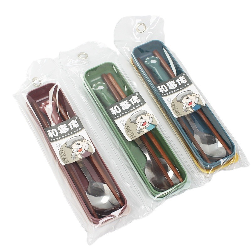 Pacifica cubiertos de viaje de cubiertos de estudiantes cucharas de acero inoxidable palillos cucharas de arroz tenedor tres combinaciones