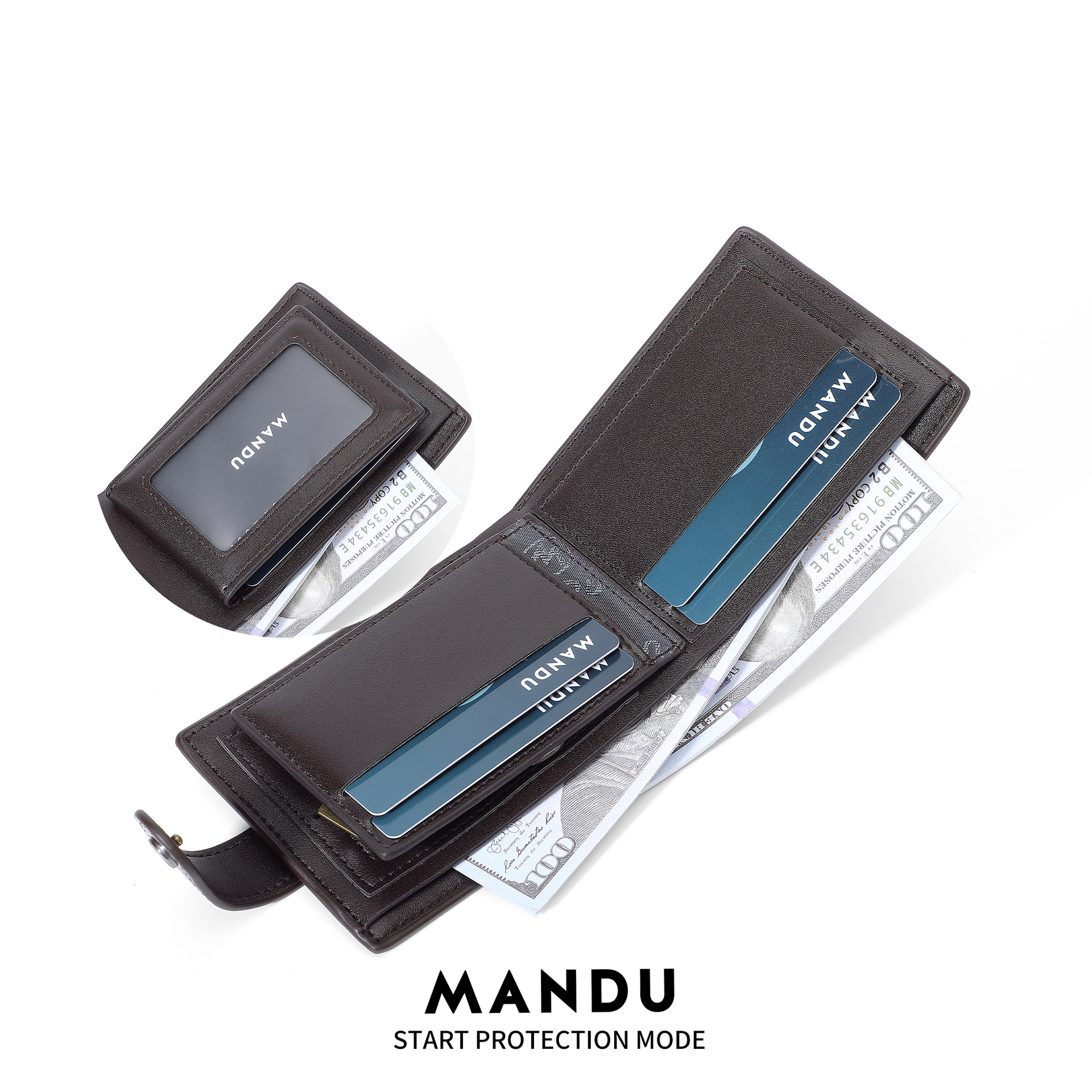 MANDU Men's Wallet, Classic And Fashionable Short Buckle High-end Wallet, Multi-card Slot ID Wallet._voghion.com