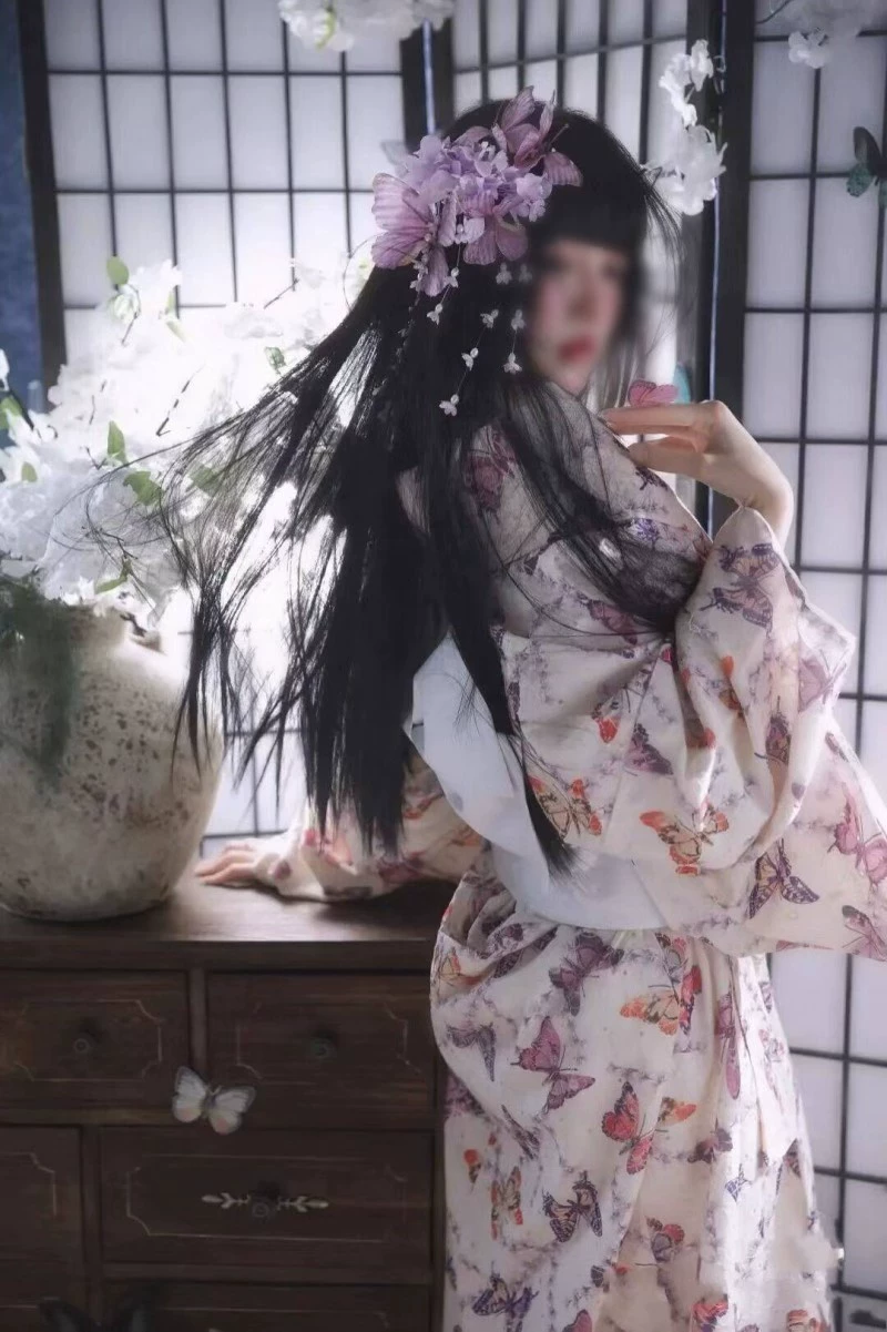 Кимоно (God Girl) традиционный японский стиль для фотосессии, один размер, варианты банта или веера для талии