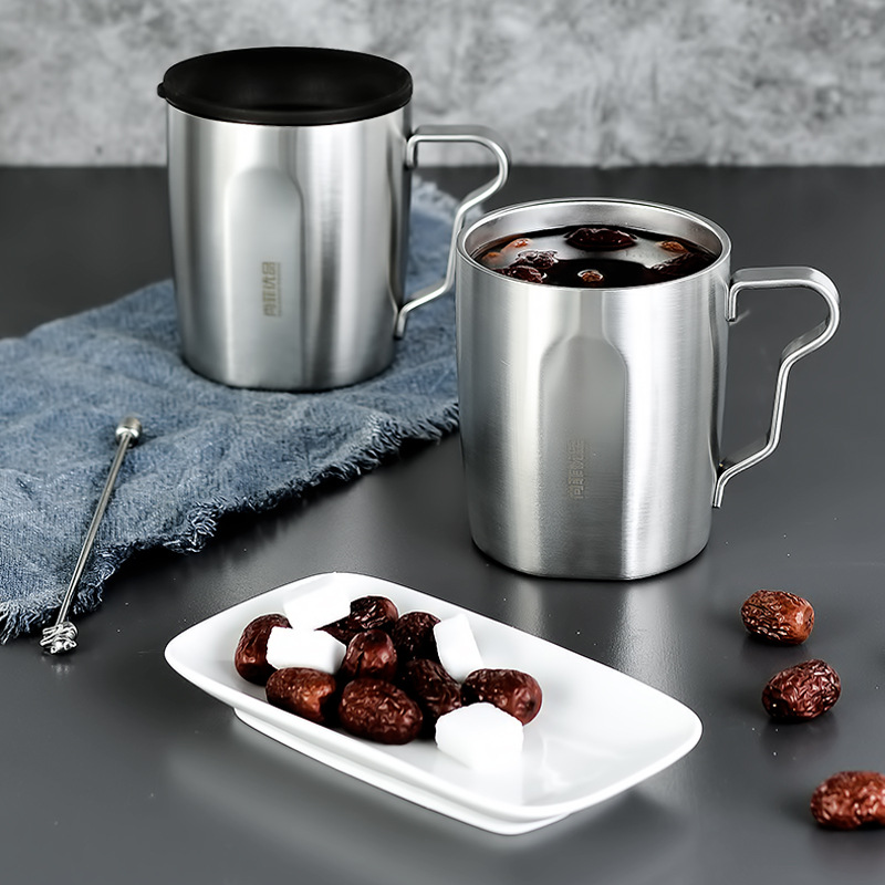 Water cup Daily household originality gift customized coffee teacup 304 Stainless steel Mug with lid KL287
