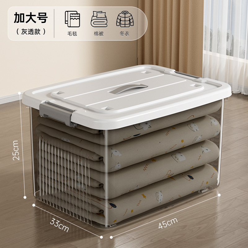 透明收纳箱大容量加厚家用衣服零食书本玩具塑料杂物储物箱整理盒|undefined