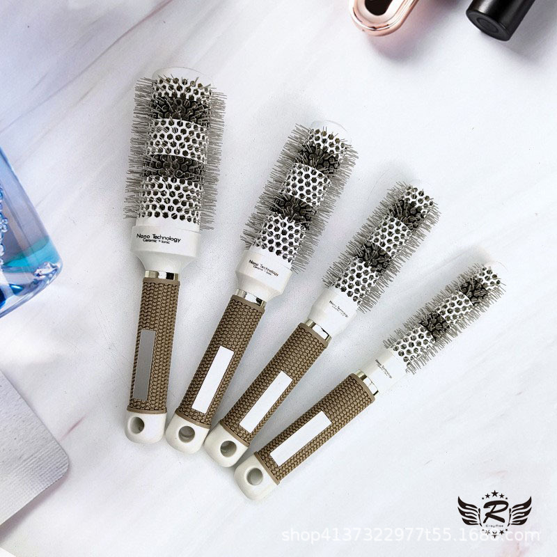 Cerámica tubo de aluminio rodillo peine conductividad térmica peine esponjoso profesional peinado curling peine de alta temperatura resistente no decoloración tubo de aluminio peine