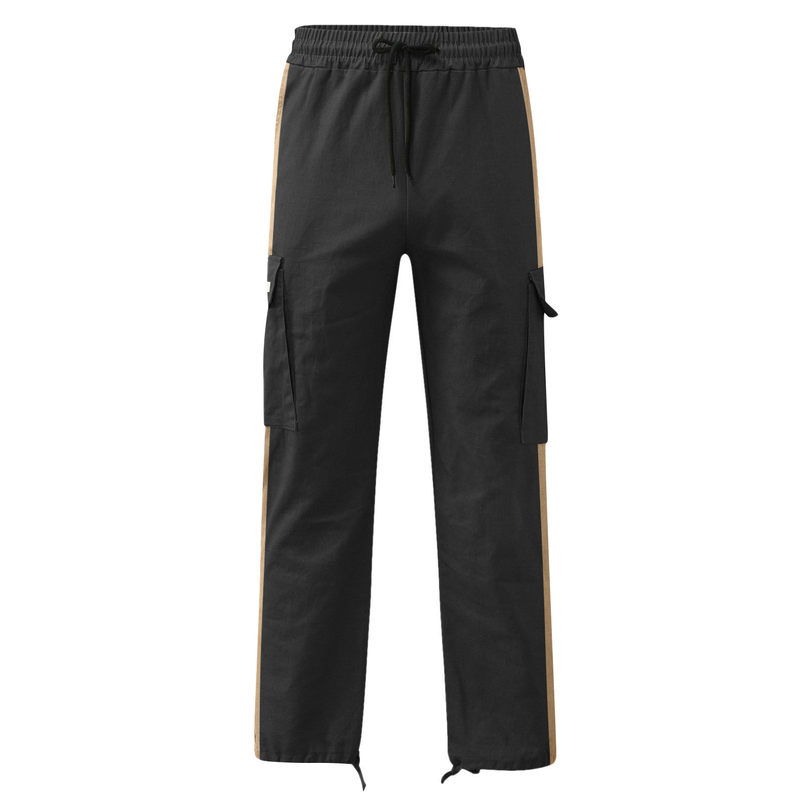 2023 Spring Autumn New Men's Work Pants European Drawstring Multi-Pocket Contrast Color Trousers for Men_voghion.com