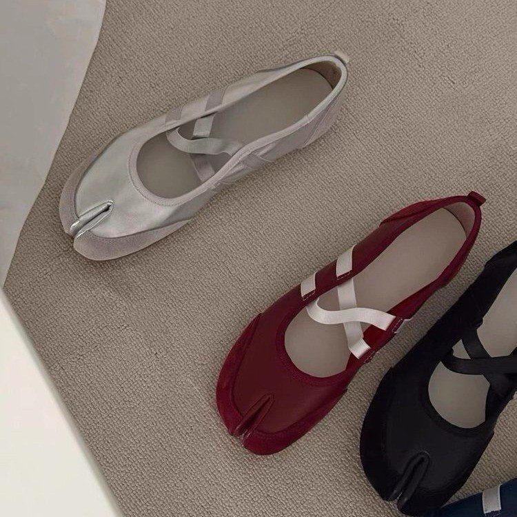 Sheepskin version~New ultra-soft red leather shoes, ballet pig-toe split-toe women's shoes, Mary Jane shoes, women's flat shoes Sheepskin version~New ultra-soft red leather shoes, ballet pig-toe split-toe women's shoes, Mary Jane shoes, women's flat shoes