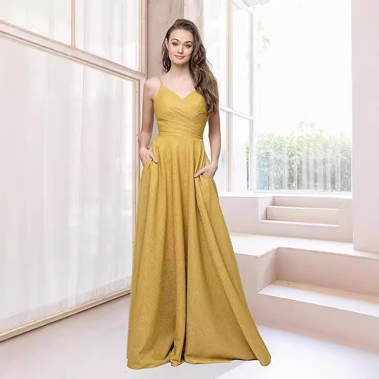 Evening Dress Bridesmaid Dress Long Dress Slim Shoulder-Shoulder European and American Style Bridesmaid Dress Amazon Fashion dress