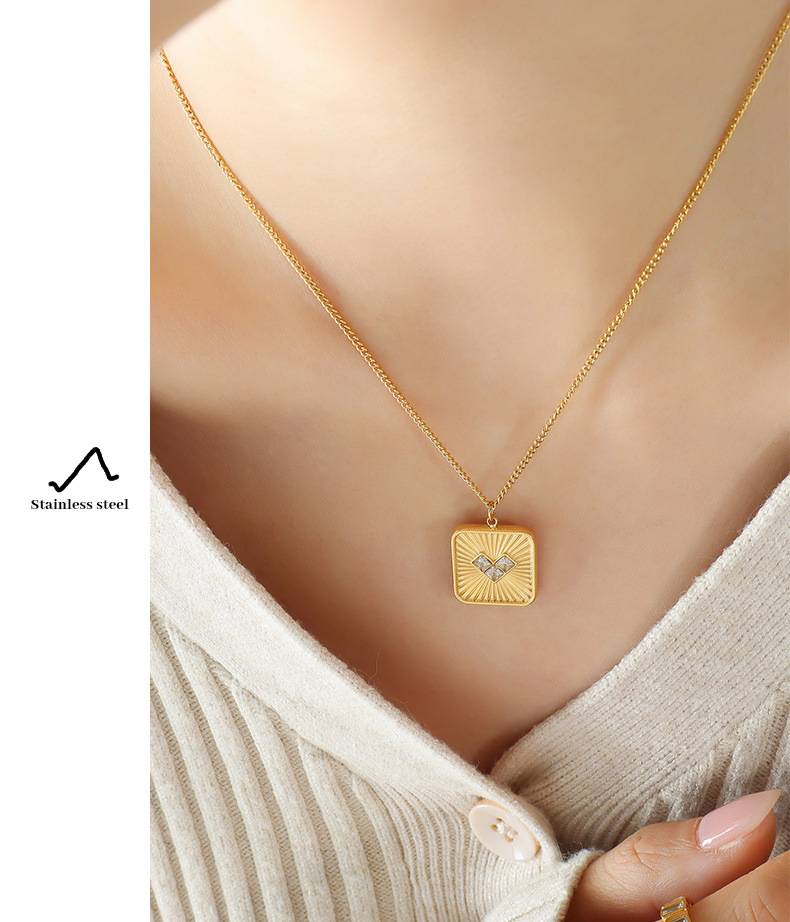 Fashion Heart Shape Titanium Steel Plating Zircon Earrings Necklace