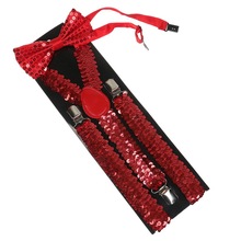 跨境男女背带夹成人背带领结饰品带弹力西裤背带蝴蝶结套装批发