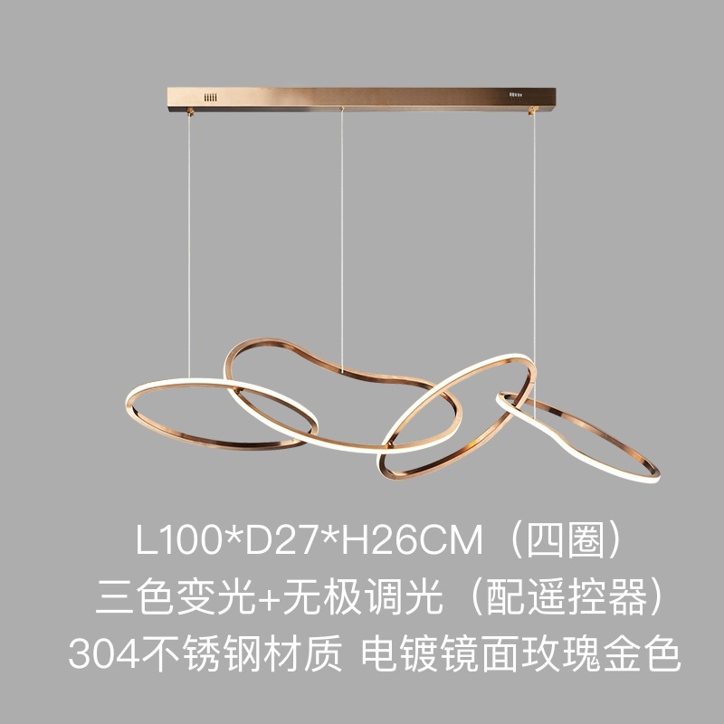 Candelabro de restaurante, barra de bar creativa de lujo ligero, sala de estar personalizada, estilo nórdico minimalista, círculo de acero inoxidable, arte, lámpara de forma especial