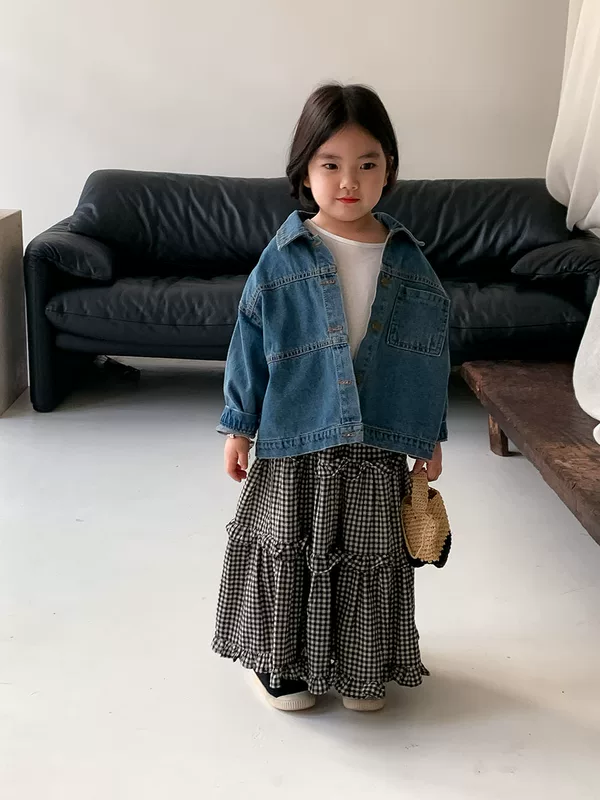 Brand denim shirt for boys, children's jacket, Korean style, children's clothing
