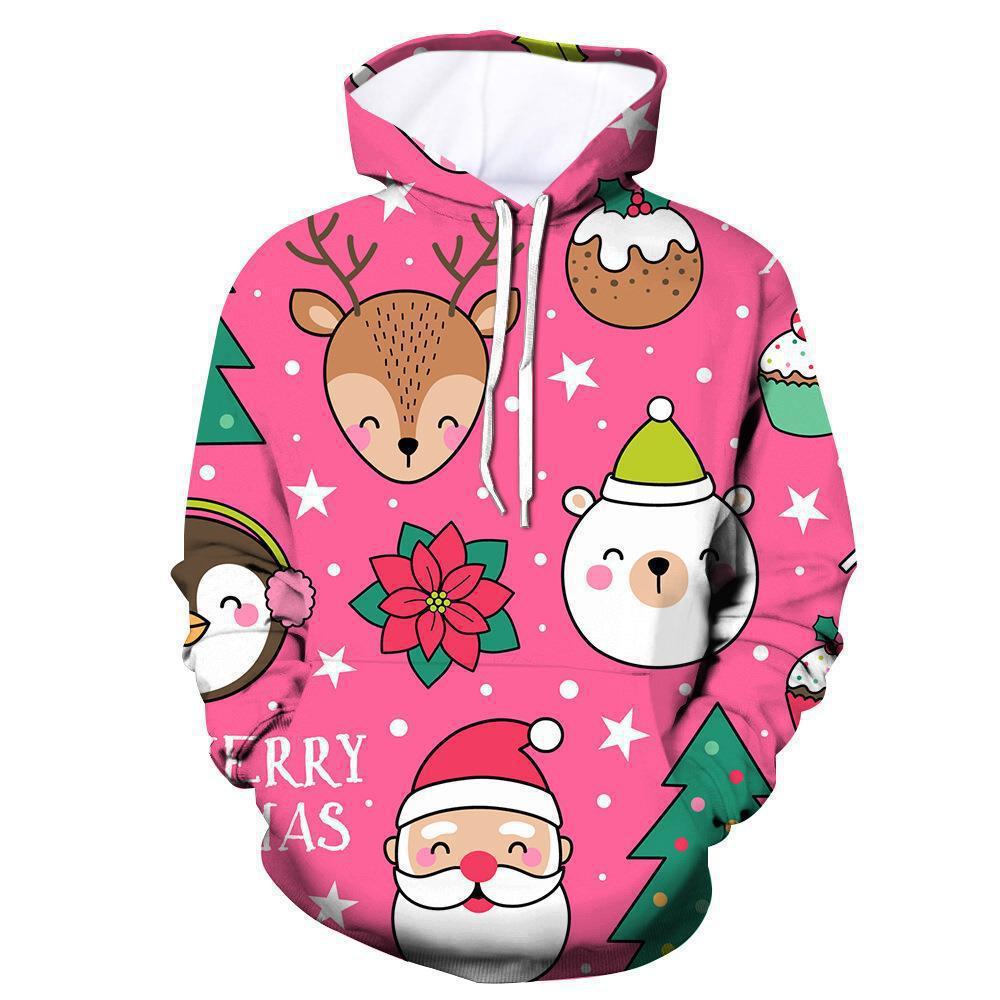 2024 Sudadera de moda transfronteriza de nuevo estilo europeo y americano Navidad 3D impresión digital sudadera con capucha para hombre suéter para niños